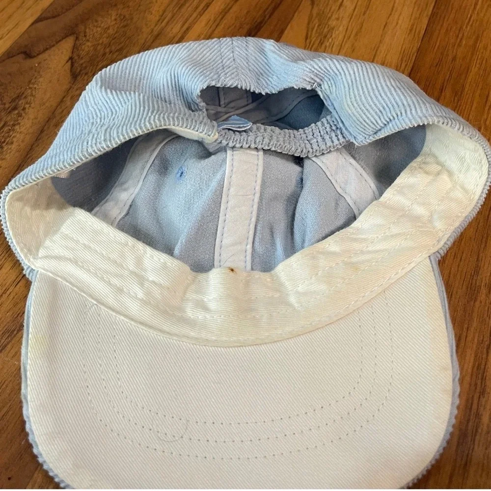 Adidas Infant Light Blue Corduroy Baseball Cap Hat Elastic Back Cotton Logo